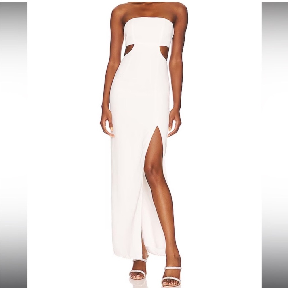 Superdown Paola White Bridal Maxi Skirt with Slit